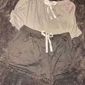 Women's Gray Pajama Shorts Set